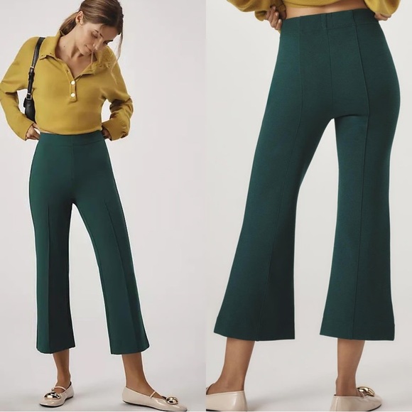 NWT! The Margot Kick-Flare Cropped Pants by Maeve - Hunter Green 🟡🎹 - Picture 3 of 9